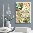 Quadro Manequins De Costura Com Flores 24x18cm - Com Vidro Mo