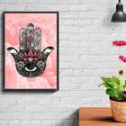 Quadro Mão De Fátima Fundo Rosa 33x24cm - Com Vidro Moldura:m