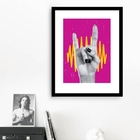 Quadro Mão Do Rock Rosa - 60x48cm Moldura:madeira Branca