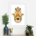 Quadro Mão Indiana - 60x48cm Moldura Preta