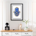 Quadro Mão Indiana Azul - 60x48cm Moldura Preta