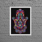 Quadro Mão Indiana Hansa Colorido 45x34cm Moldura:madeira Pre