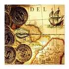 Quadro Mapa Antigo Uniart Marrom 30x30cm