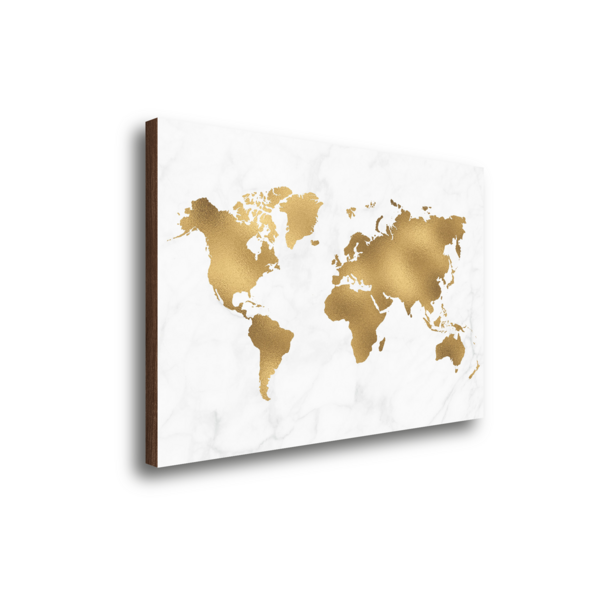 Quadro Mapa Mundi Dourado Decoração Elegante Quarto Sala