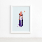Quadro Maquiagem Batom Moldura Branca 33x43cm
