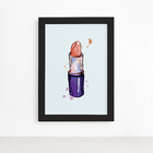 Quadro Maquiagem Batom Moldura Preta 33x43cm