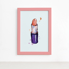 Quadro Maquiagem Batom Moldura Rosa 22x32cm