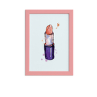 Quadro Maquiagem Batom Moldura Rosa 22x32cm