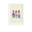 Quadro Maquiagem Batons Trio Moldura Branca 33x43cm