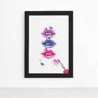 Quadro Maquiagem Bocas Trio Moldura Preta 33x43cm