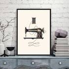 Quadro Máquina De Costura Antiga 24x18cm - Com Vidro Moldura: