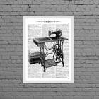 Quadro Máquina De Costura Antiga 33x24cm - Com Vidro Moldura: