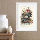 Quadro Máquina De Costura Flores - 60x48cm Moldura:madeira Pr