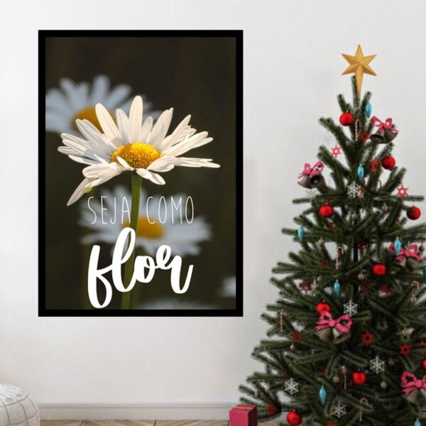 Quadro Margarida - Seja Como Flor 24x18cm - Com Vidro Moldura