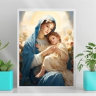 Quadro Maria Com Menino Jesus 45x34cm Moldura:madeira Preta