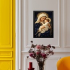 Quadro Maria Menino Jesus - Manto Estrelas 45x34cm - Com Vidr