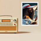 Quadro Maria Navalha Negra 24x18cm Moldura Branca