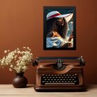 Quadro Maria Navalha Negra 45x34cm - Com Vidro Moldura Preta