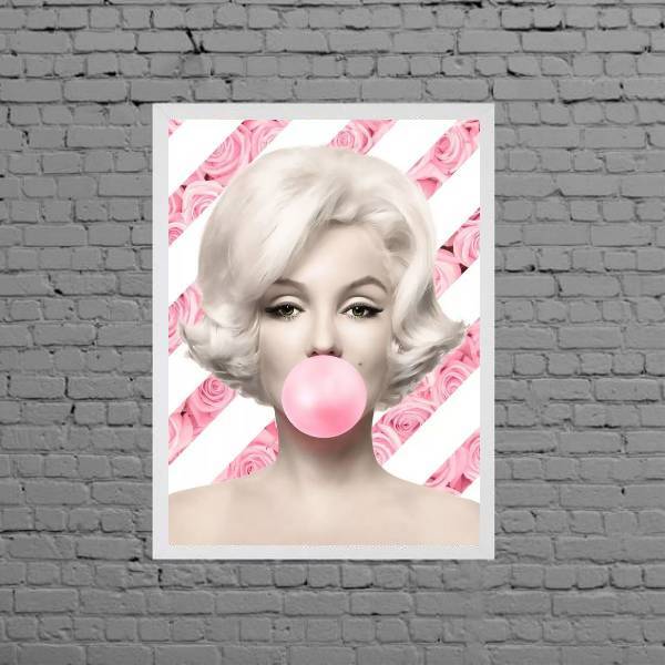 Quadro Marilyn Bubble Gum Floral 24x18cm Moldura:madeira Bran