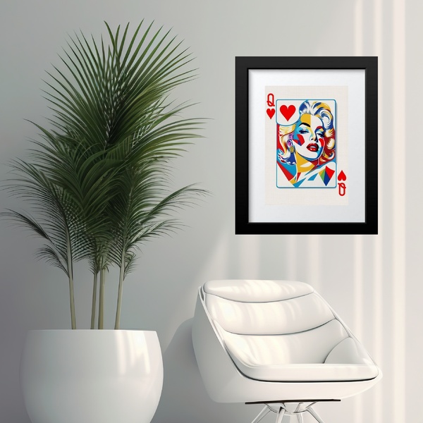 Quadro Marilyn Monroe Carta Baralho - 60x48cm Moldura Branca