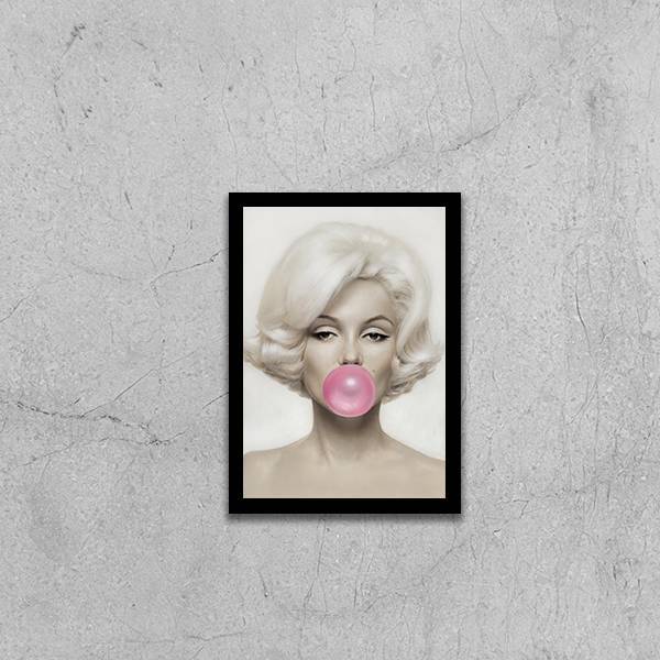 Quadro Marilyn Monroe Chicletes 24x18cm - Com Vidro Moldura:m