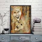 Quadro Máscaras Símbolo Teatro 33x24cm Moldura:madeira Branca