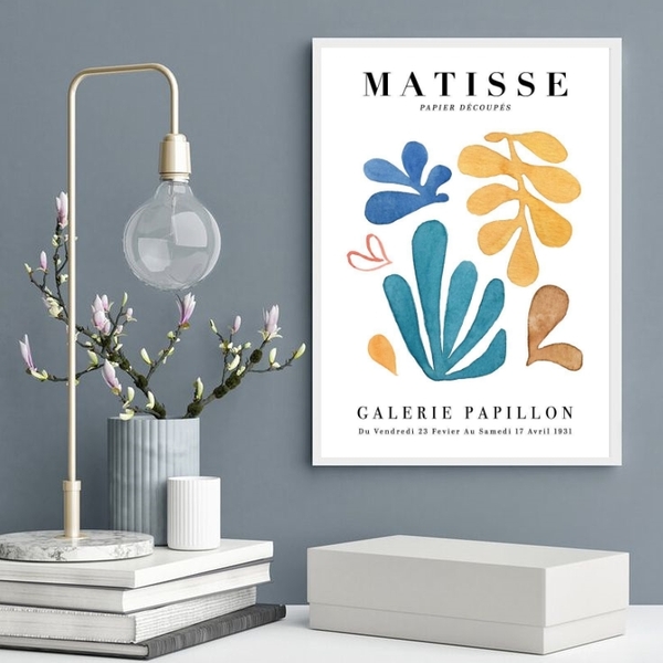 Quadro Matisse Aquarela - Folhas 24x18cm - Com Vidro Moldura: