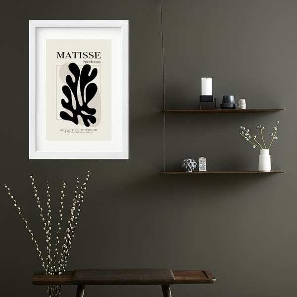 Quadro Matisse Black Grass - 60x48cm Moldura:madeira Branca