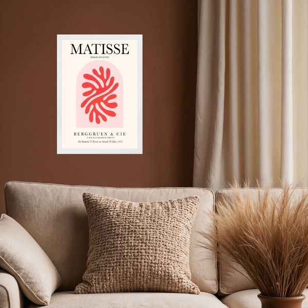 Quadro Matisse Coral Cúpula Vermelho 45x34cm Moldura Branca