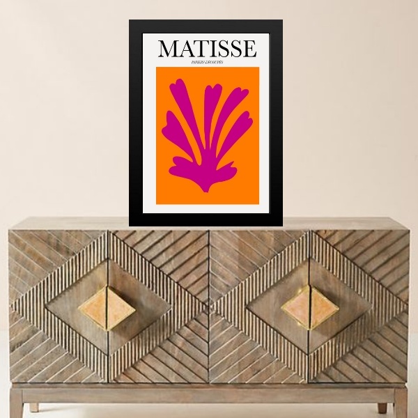 Quadro Matisse - Coral Rosa E Laranja 45x34cm - Com Vidro Mol