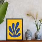 Quadro Matisse Cut Out - Azul E Amarelo 45x34cm Moldura Branca