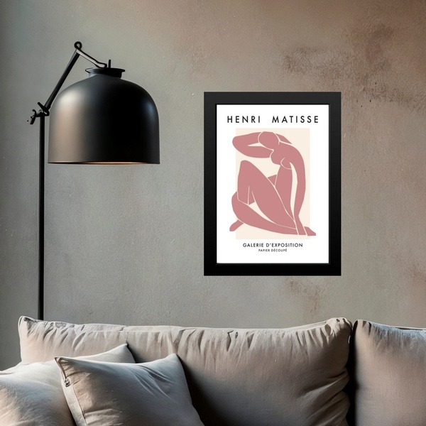 Quadro Matisse Figura Feminina Rosa 45x34cm Moldura Branca