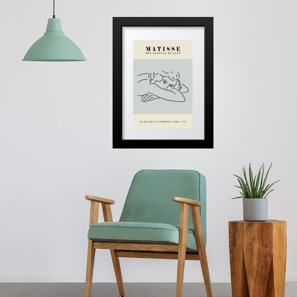 Quadro Matisse Mulher Azul E Bege - 60x48cm Moldura:madeira B