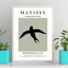 Quadro Matisse Passarinho Minimalista 45x34cm Moldura Preta