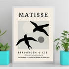 Quadro Matisse Passarinhos Preto E Cinza 24x18cm - Com Vidro