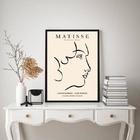 Quadro Matisse Perfil Mulher - Bege 33x24cm Moldura Preta