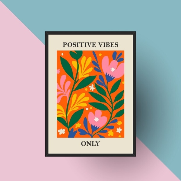 Quadro Matisse Positive Vibes 24x18cm - Com Vidro Moldura Bra