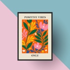 Quadro Matisse Positive Vibes 24x18cm Moldura Branca