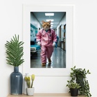 Quadro Médico Gato - 60x48cm Moldura Branca