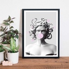 Quadro Medusa Bubble Gum 24x18cm Moldura:madeira Preta