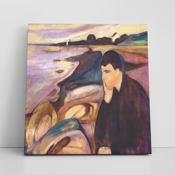 Quadro Melancolia Edvard Munch Canvas Arte 60x60cm
