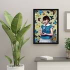 Quadro Menina Com Borboletas 45x34cm - Com Vidro Moldura:made