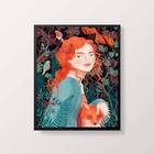 Quadro Menina Com Raposa 24x18cm - Com Vidro Moldura:madeira