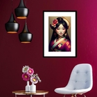 Quadro Menina Gueixa - 60x48cm Moldura:madeira Branca