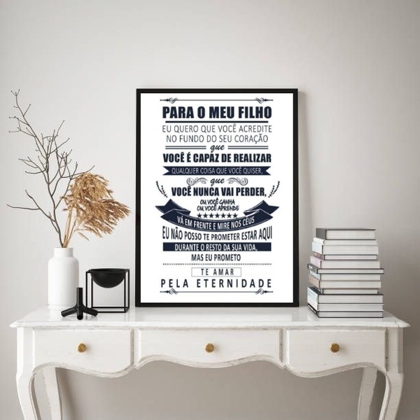 Quadro Mensagem Para Meu Filho 33x24cm - Com Vidro Moldura Br