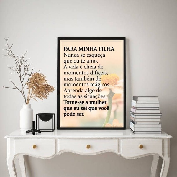 Quadro Mensagem Para Minha Filha 24x18cm - Com Vidro Moldura