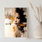 Quadro Metade Mulher Metade Abstrato 33x24cm - Com Vidro Mold