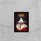 Quadro Meu Gato Rei 24x18cm - Com Vidro Moldura:madeira Branca