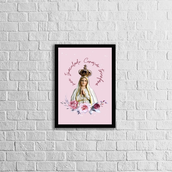 Quadro Meu Imaculado Coração Triunfará 33x24cm Moldura:madeir