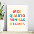 Quadro Meu Quarto Minhas Regras 24x18cm Moldura:madeira Preta